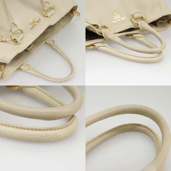 PRADA Tote Bag Leather White Gold - Picture 10 of 13